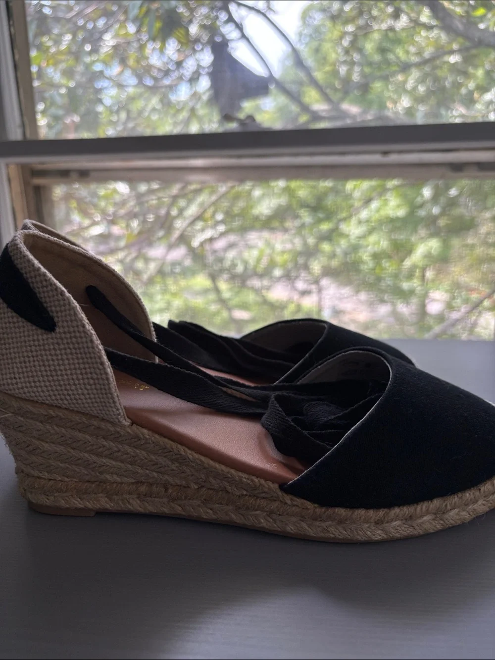 Barbour Black Espadrille Tie-Ankle Flats-never used! Size 6